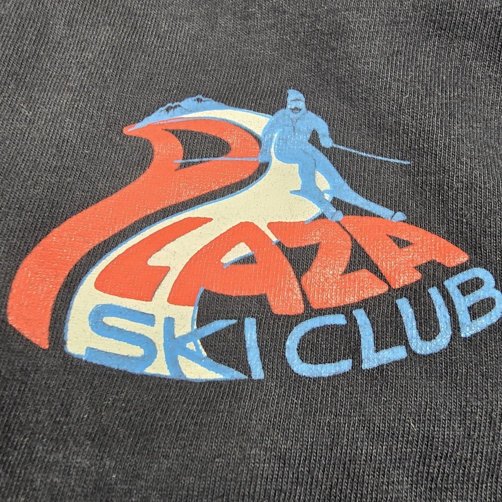 Vtg 1987 Plaza Ski Club Long Sleeve Shirt Hanes Beefy Lakes 87 Graphic USA M